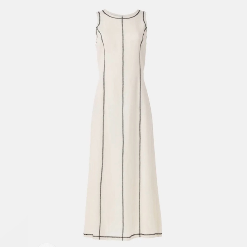 Donna Morgan Cream Maxi Dress with Black Contrast Piping NWOT. Size 10